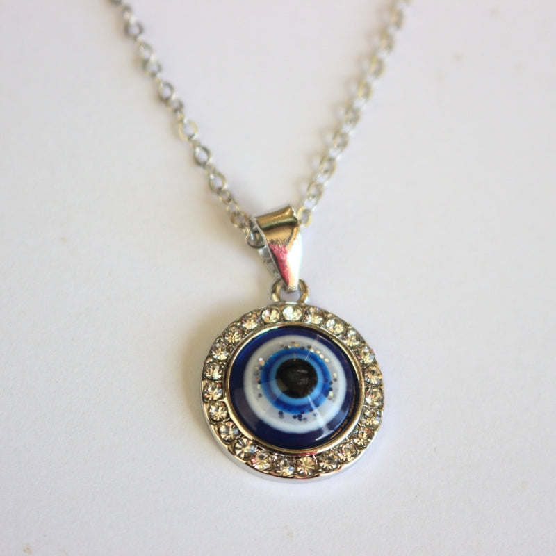 Turkish Evil Eye Round Pendant Adjustable Necklace -Evil Eye Protection Amulet