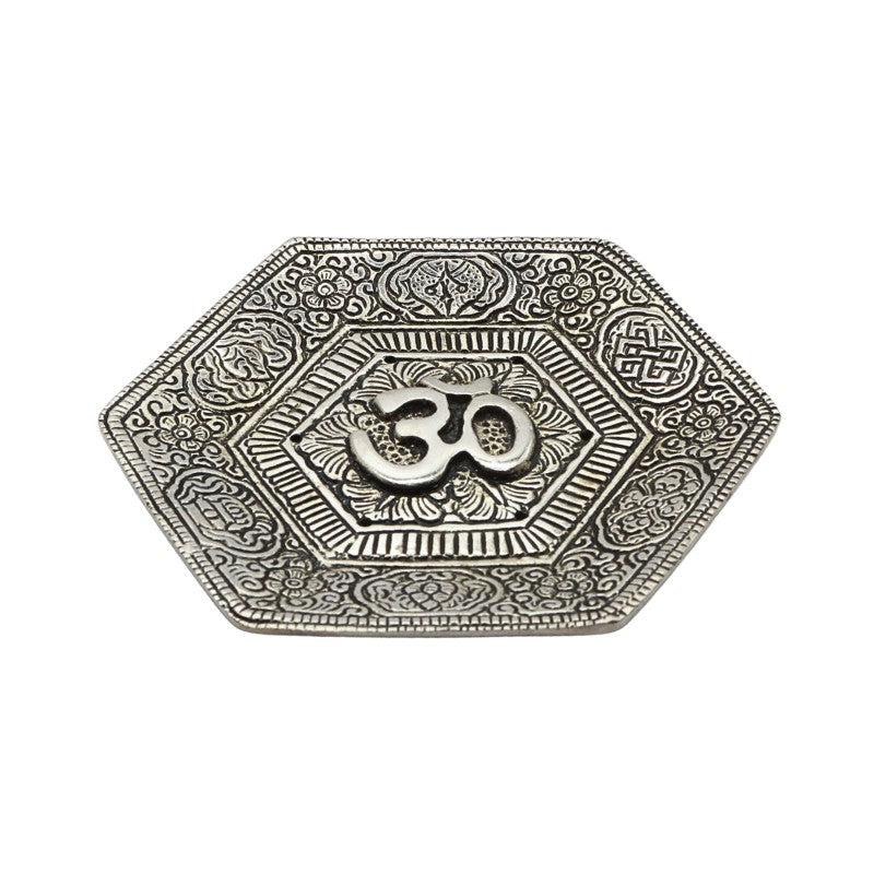 Om symbol hexagonal aluminium incense burner