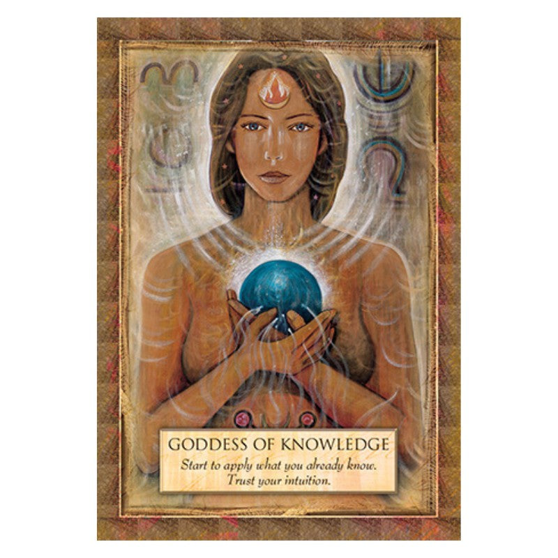 card from the Angels Gods & Goddesses Oracle Deck featuring a woman holding a blue orb