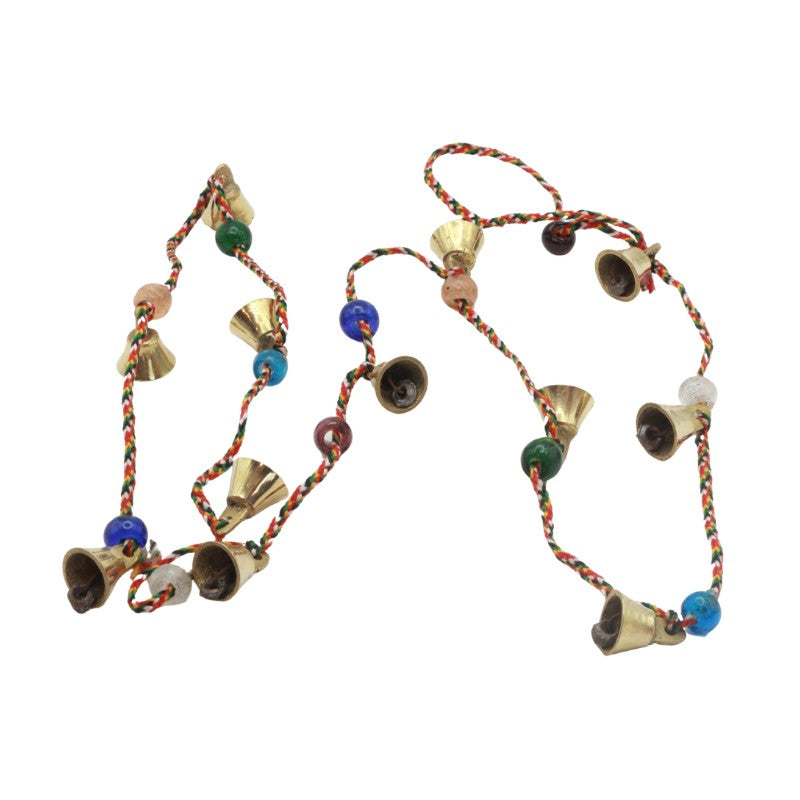 string of bells and beads on a white background
