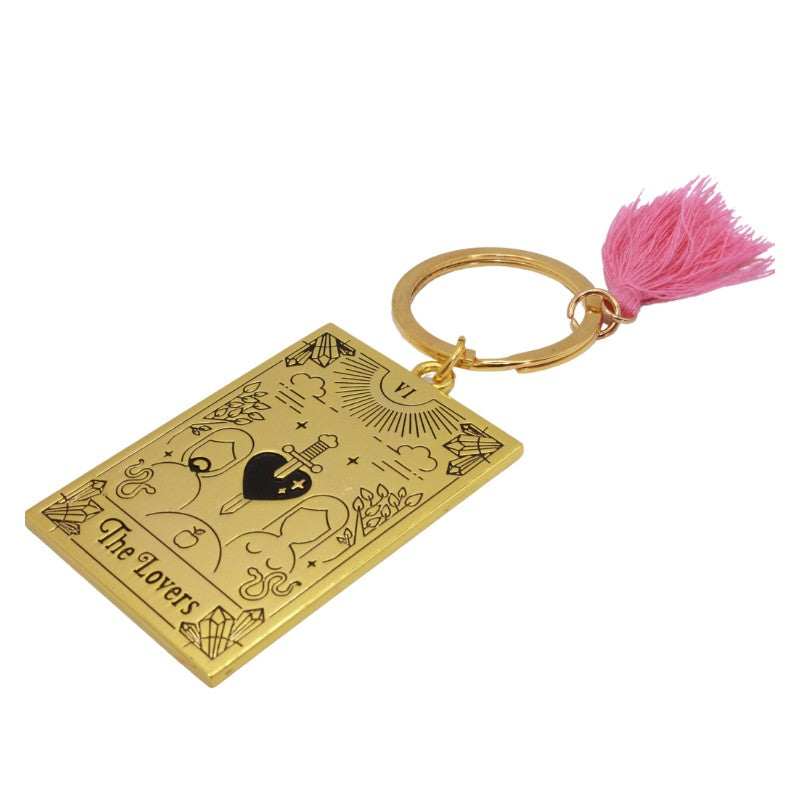 "the lovers" gold tarot inspired keyring