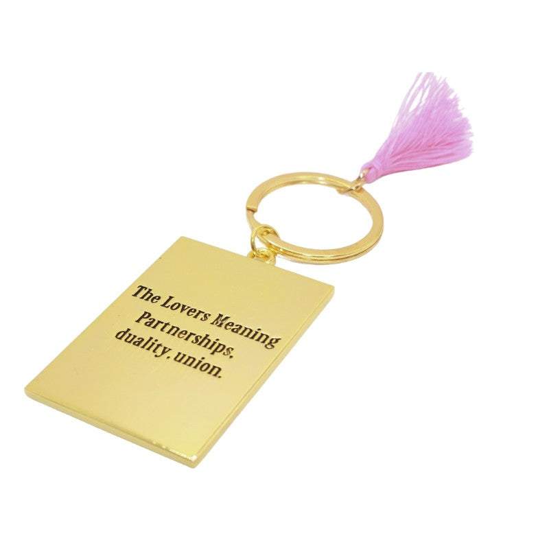 back of "the lovers" gold tarot inspired keyring