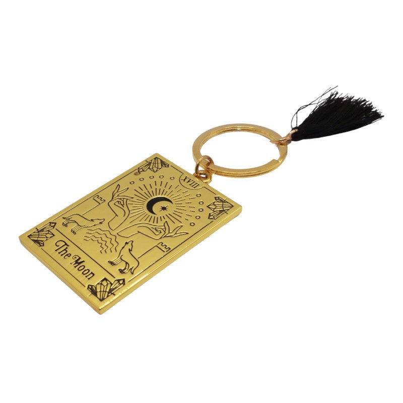 "the moon" gold tarot inspired keyring