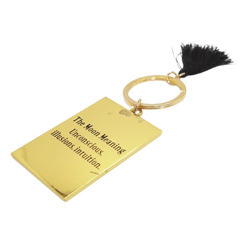 back of "the moon" gold tarot inspired keyring