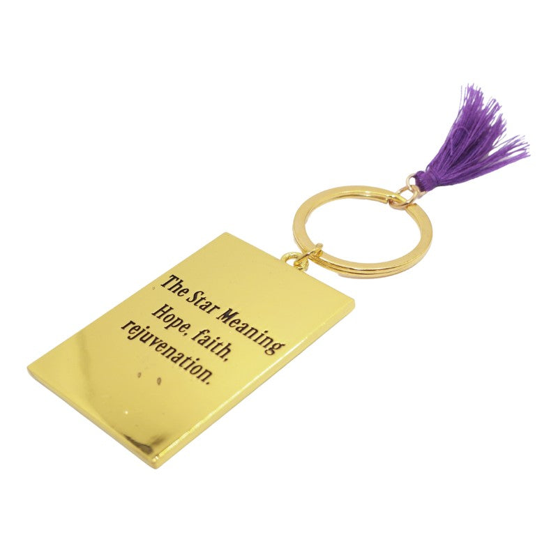 back of "the star" gold tarot inspired keyring