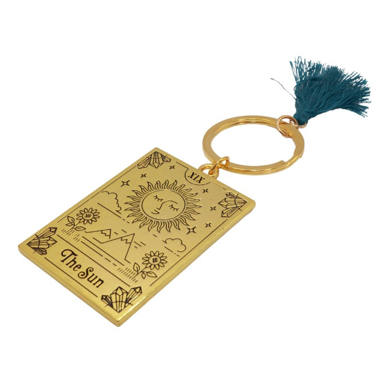 "the sun" gold tarot inspired keyring