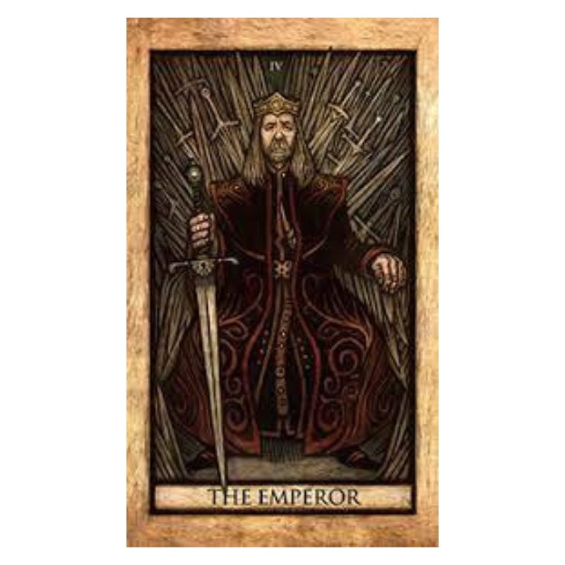 card from the house of the dragons tarot deck showing the emperor