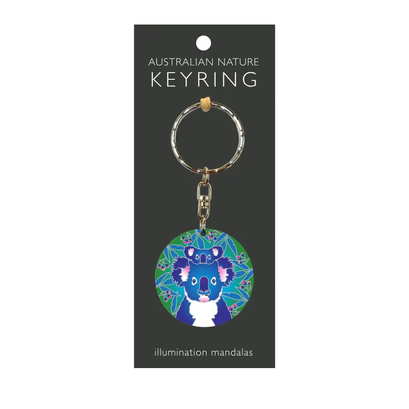 Keyring with koala design on a black card labeled 'Australian Nature Keyring'.