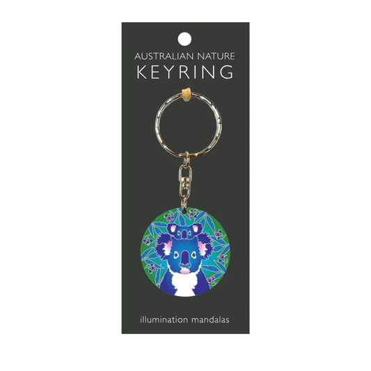 Keyring with koala design on a black card labeled 'Australian Nature Keyring'.