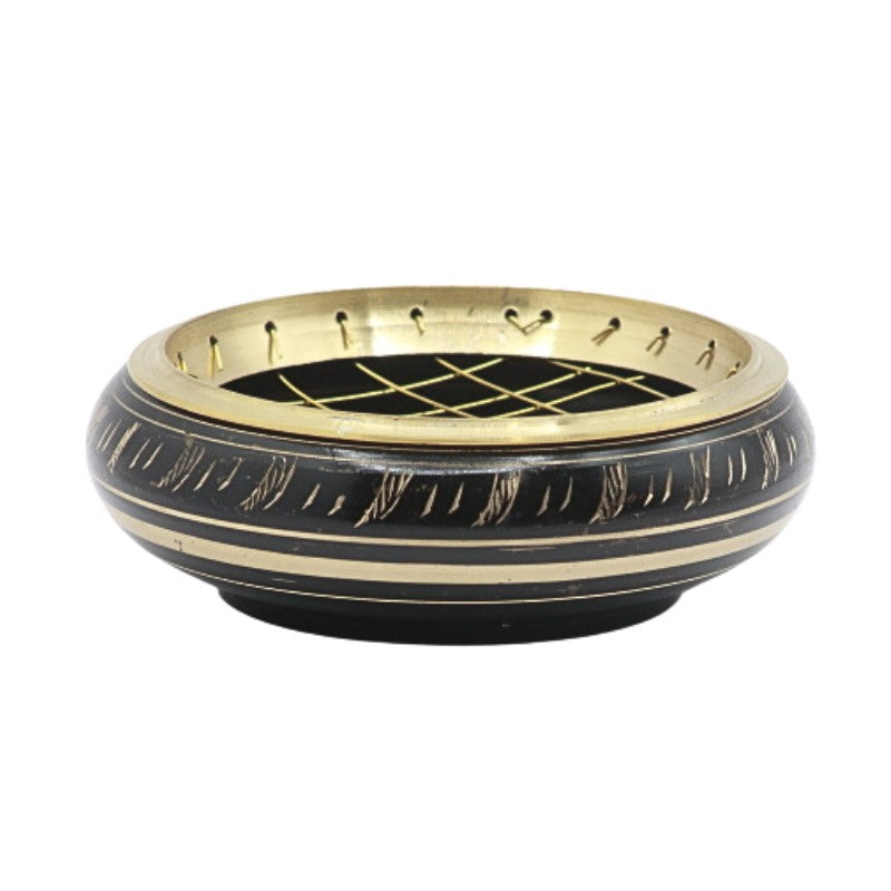 black and gold charcoal incense burner