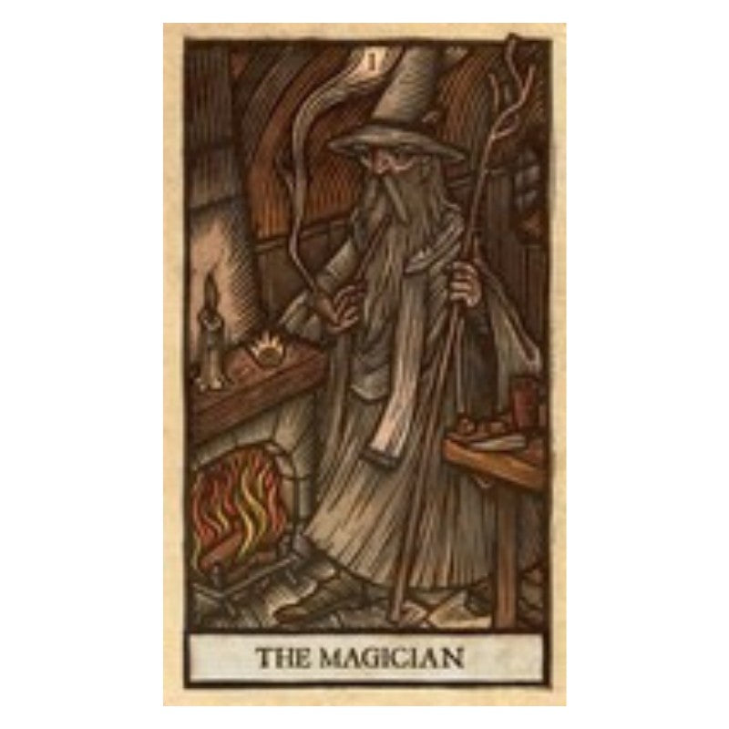 magician card from the lord of the rings tarot featuring gandalf