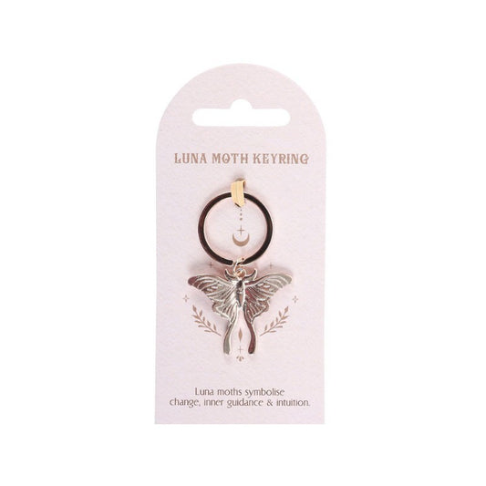 Luna moth keyring on a white background