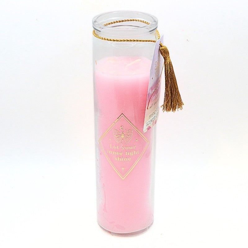 Pink rose scented candle in glass tube