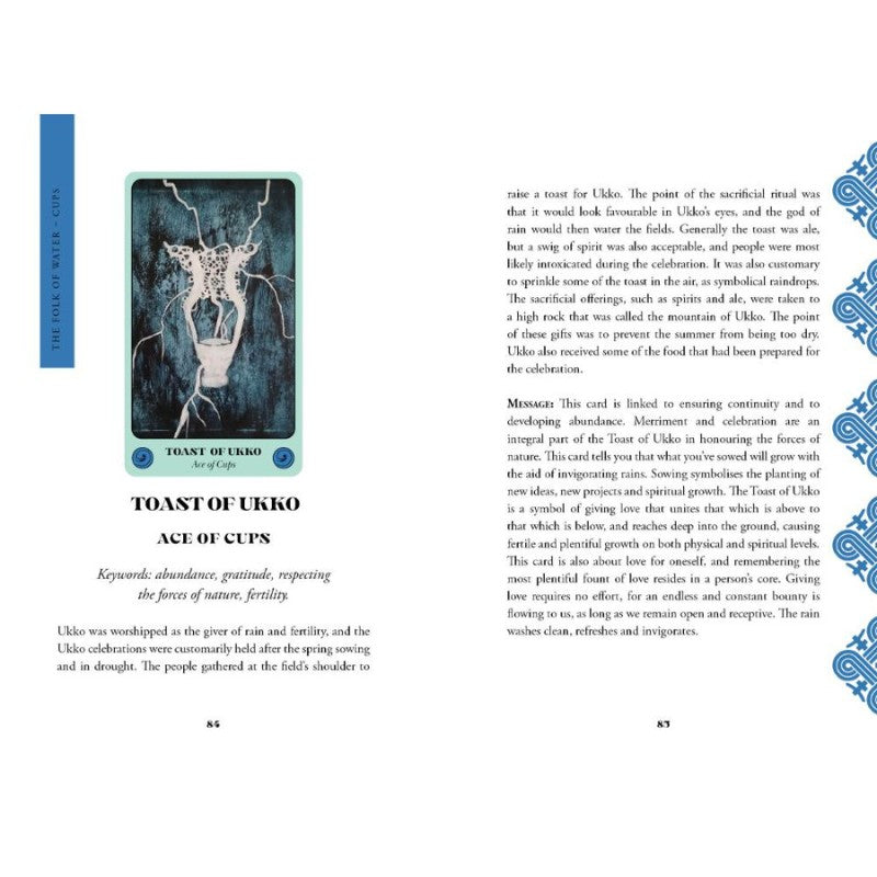 page from the guidebook for Mythologia Fennica Tarot