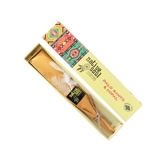 Palo Santo and Copal incense sticks in a Native Sage box with decorative packaging.