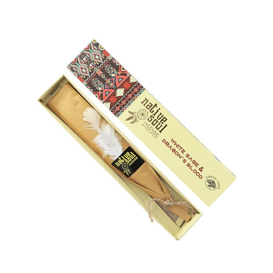 Native Soul incense including a feather and incense packaging on a white background