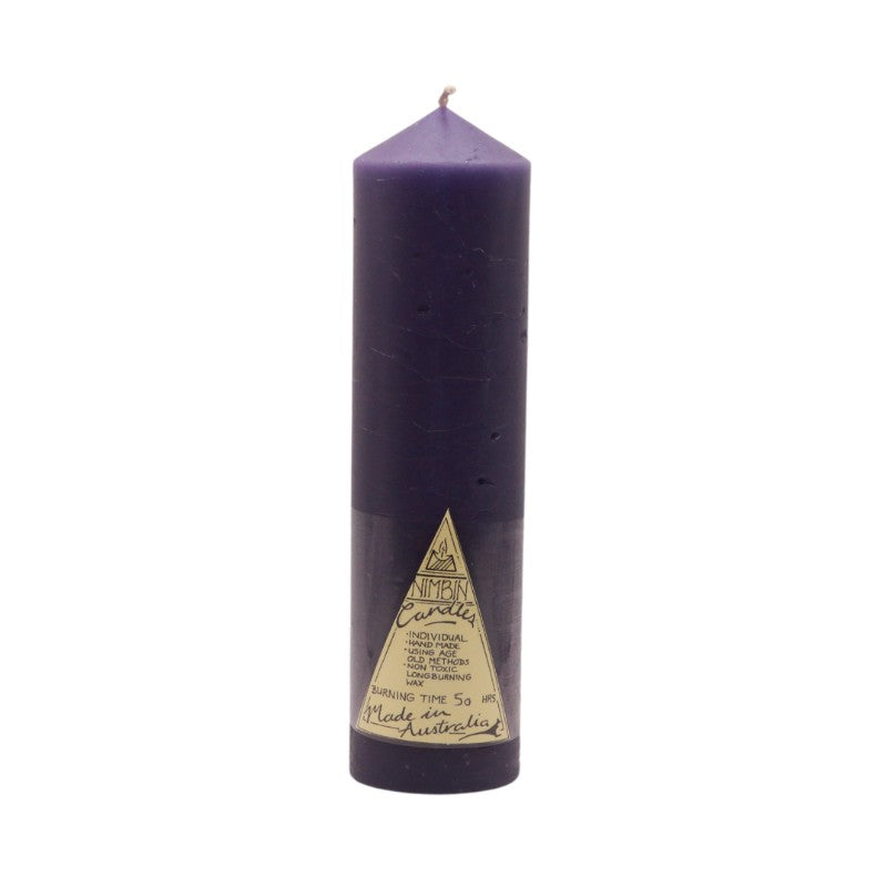purple
candle with a triangle logo on a white background