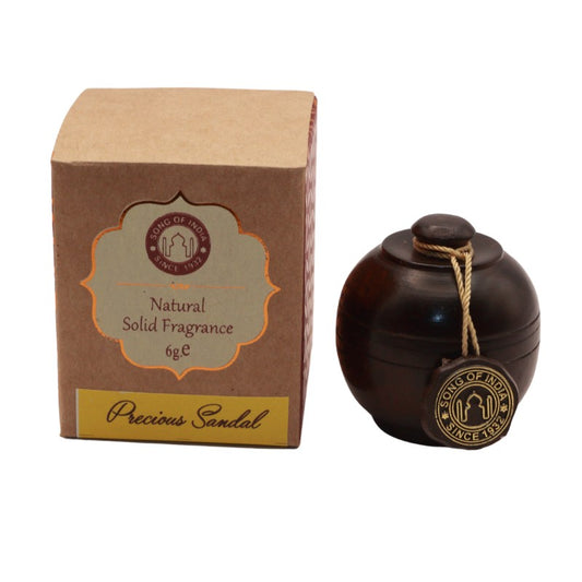 Song Of India Natural Solid Perfume In Rosewood Jar-Precious Sandal