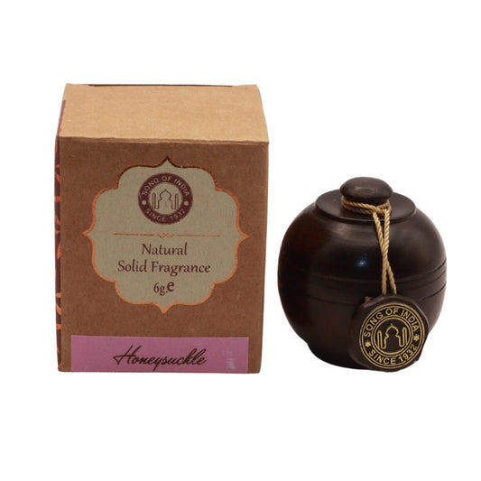 Song Of India Natural Solid Perfume In Rosewood Jar- Honeysuckle