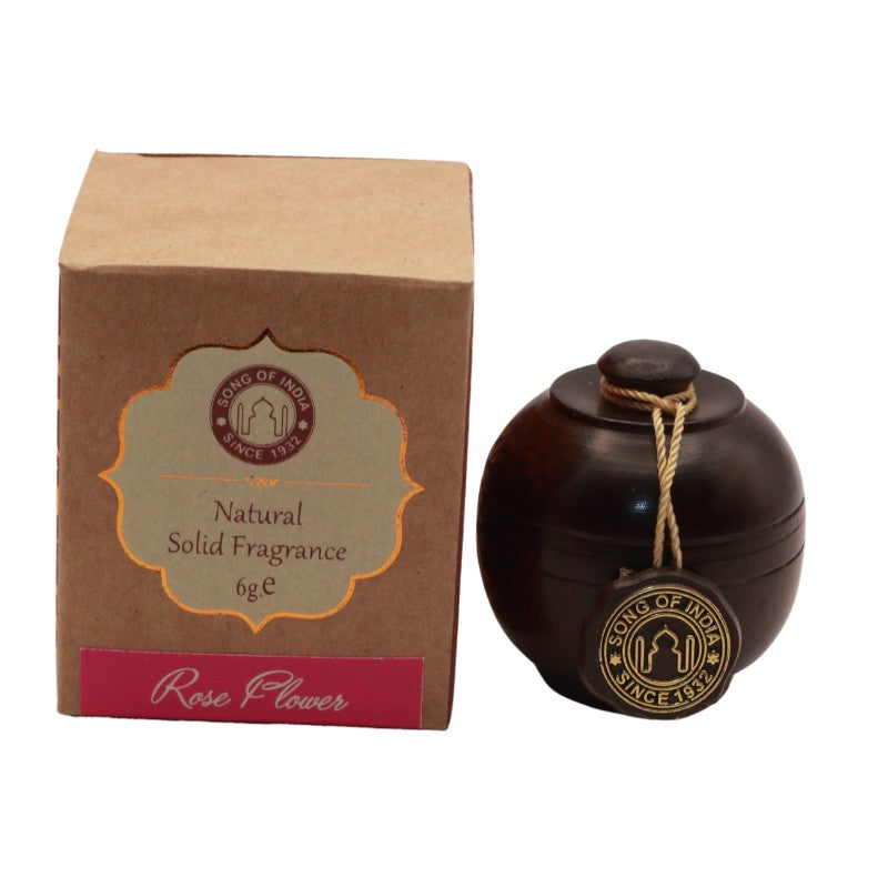 Song Of India Natural Solid Perfume In Rosewood Jar-Rose
