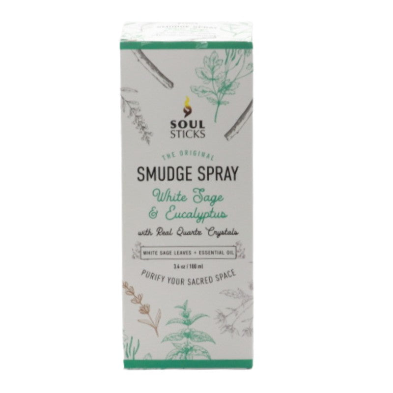 bottle of white sage and eucalyptus room spray in box