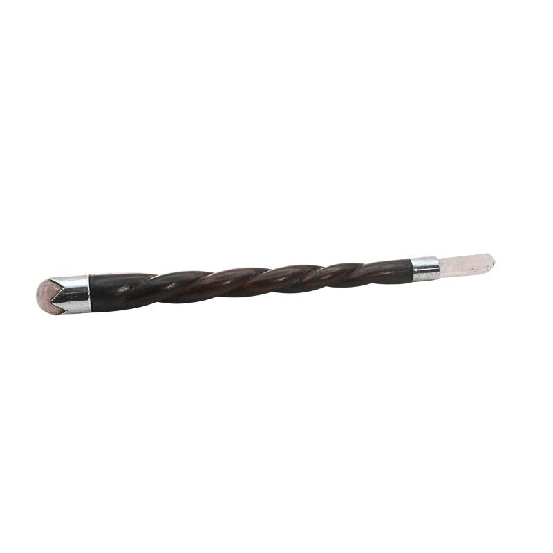 Spiral Rose Quartz and Rosewood Healing Wand