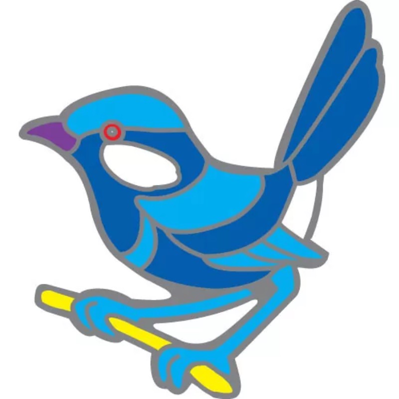 colourful window sticker of a blue wren bird