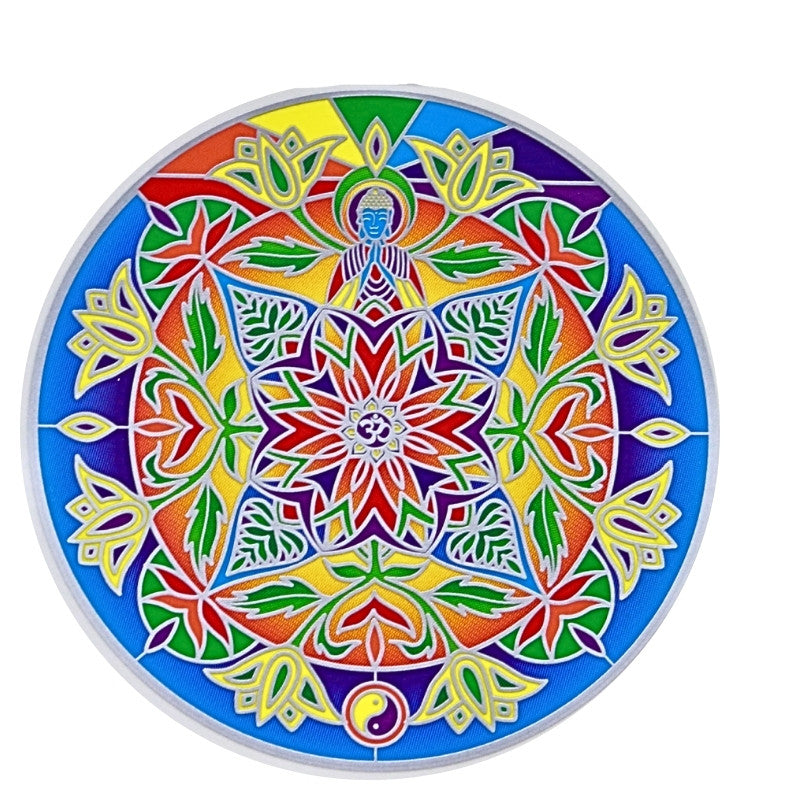 Colorful mandala design on a circular background