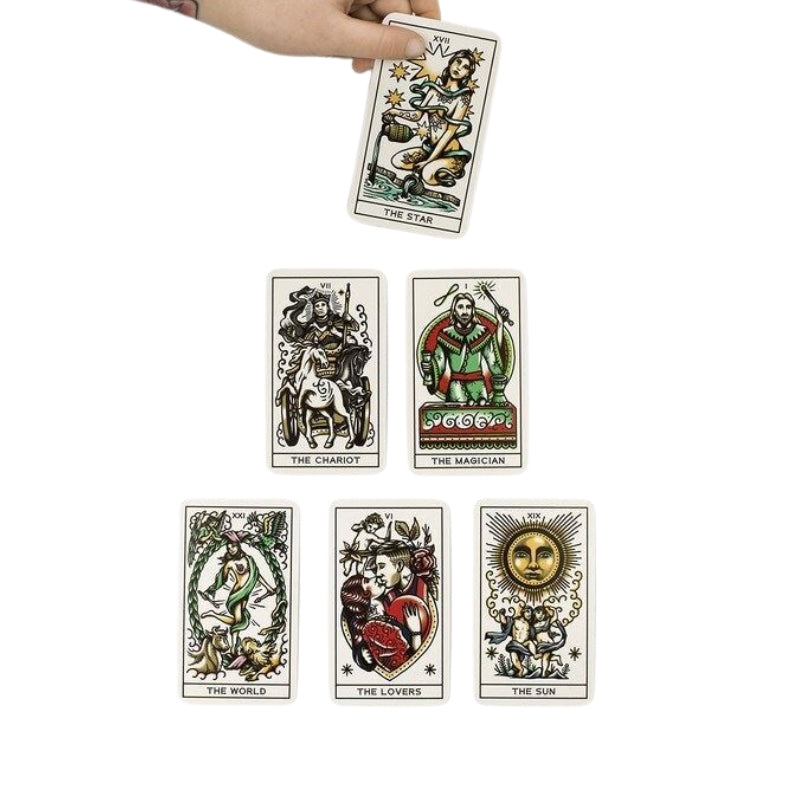 Tattoo Tarot Cards being laid out