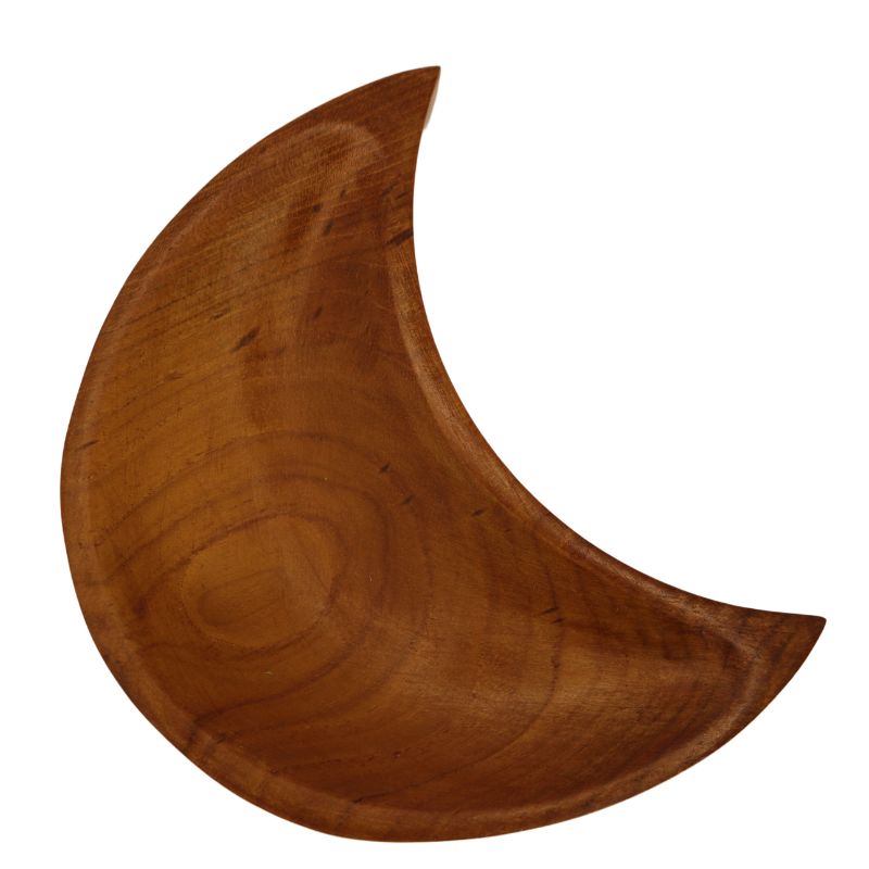 Teak Carved Crescent Moon Wooden Bowl- Offering Bowl- Altar Bowl