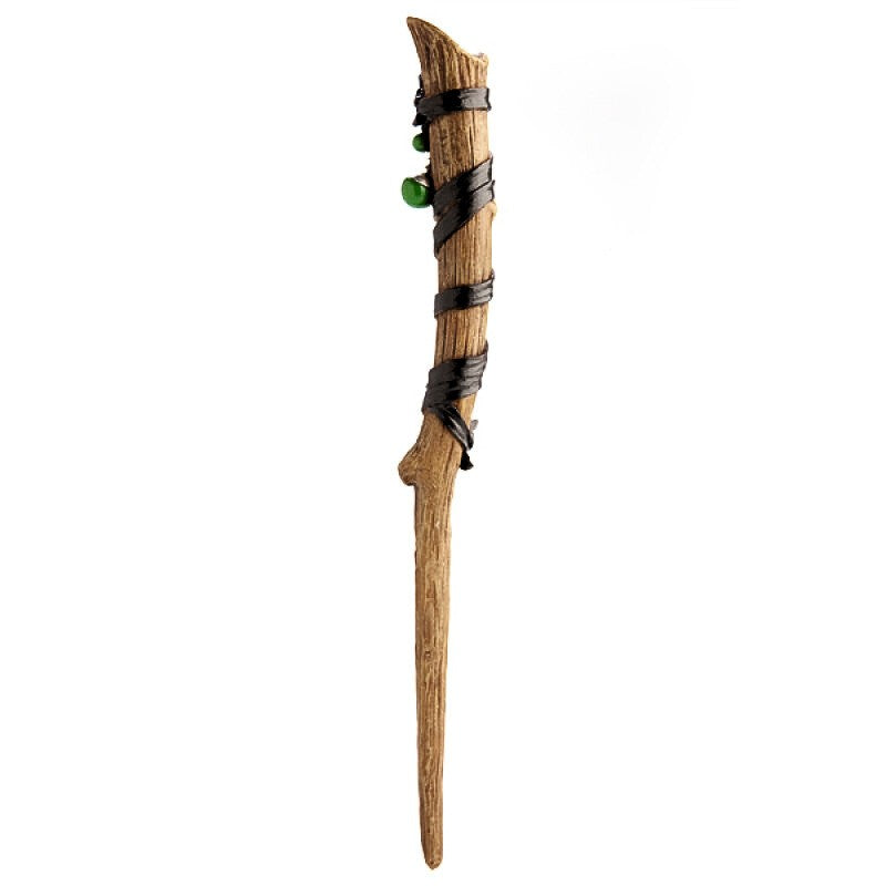 costume magic wand with a leather wrap and astrological signs