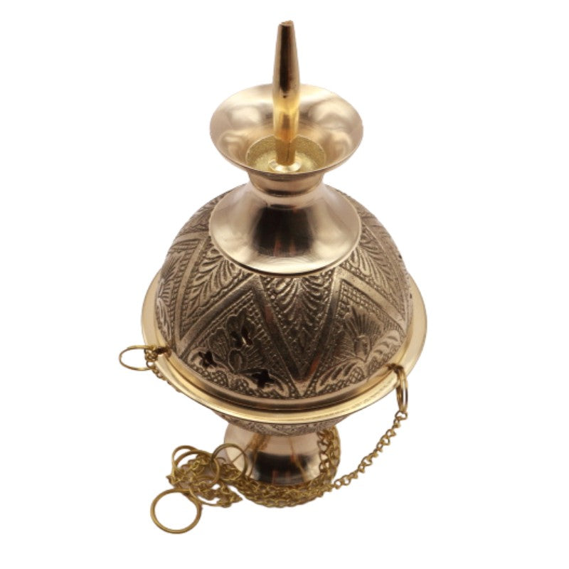 Embossed Brass Censer- Hanging Charcoal Incense Burner/ Thurible