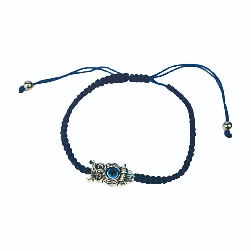 Navy Blue Vintage Owl Evil Eye Protection Bracelet -Evil Eye Protection Amulet