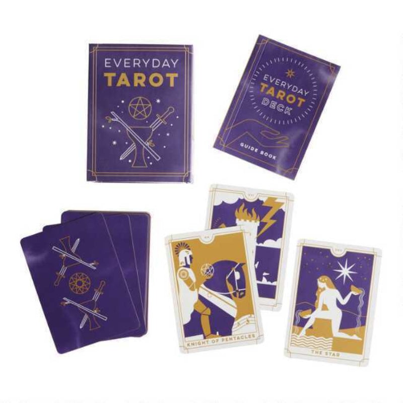 everyday tarot mini tarot deck and cards laid out on table