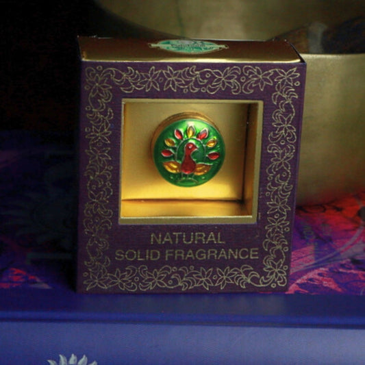 Song Of India Natural Solid Perfume in Hand Painted Brass Jars- Precious Sandal