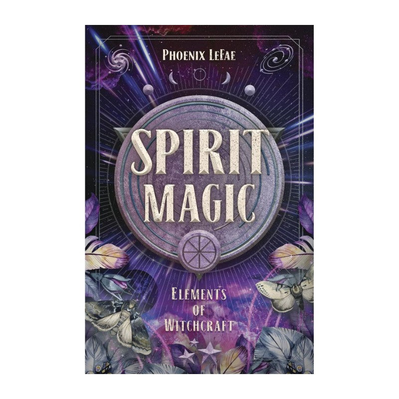 Book cover of 'Spirit Magic' by Phoenix Leaée with mystical design elements on a white background.