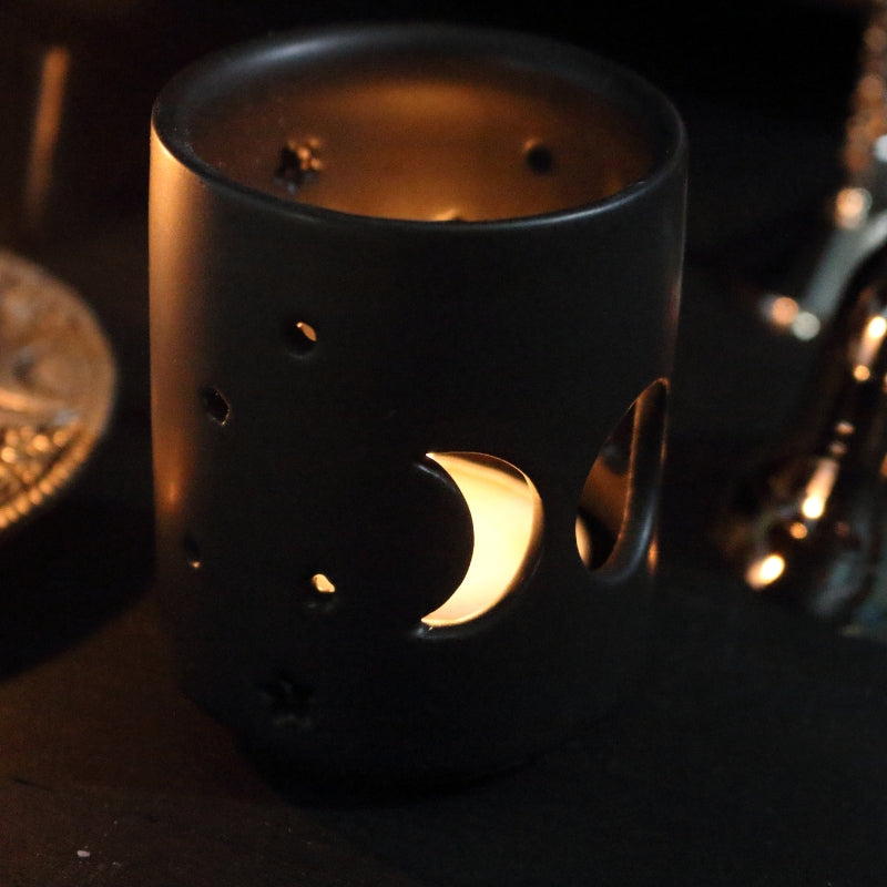 Black Triple Moon Cut Out Tealight Candle Holder