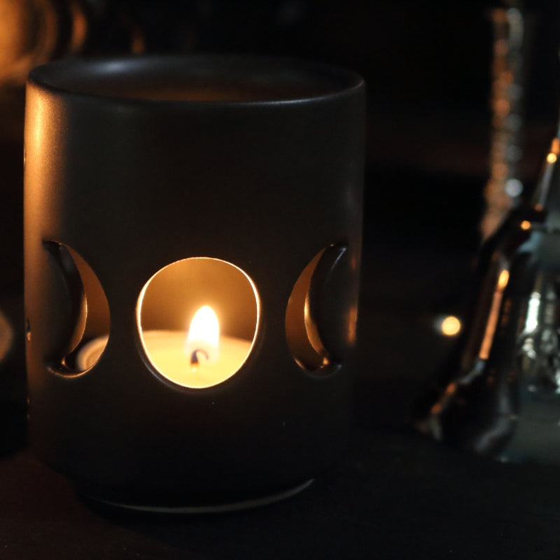 Black Triple Moon Cut Out Tealight Candle Holder
