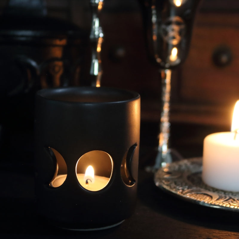 Black Triple Moon Cut Out Tealight Candle Holder