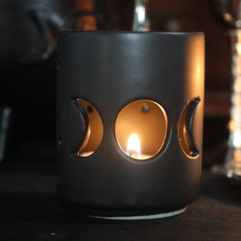 Black Triple Moon Cut Out Tealight Candle Holder