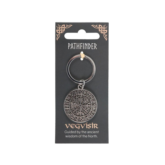 Vegvisir keychain on Pathfinder packaging with decorative elements