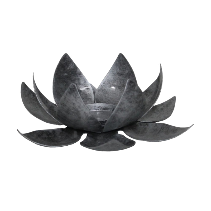 Silver lotus tealight candle holder