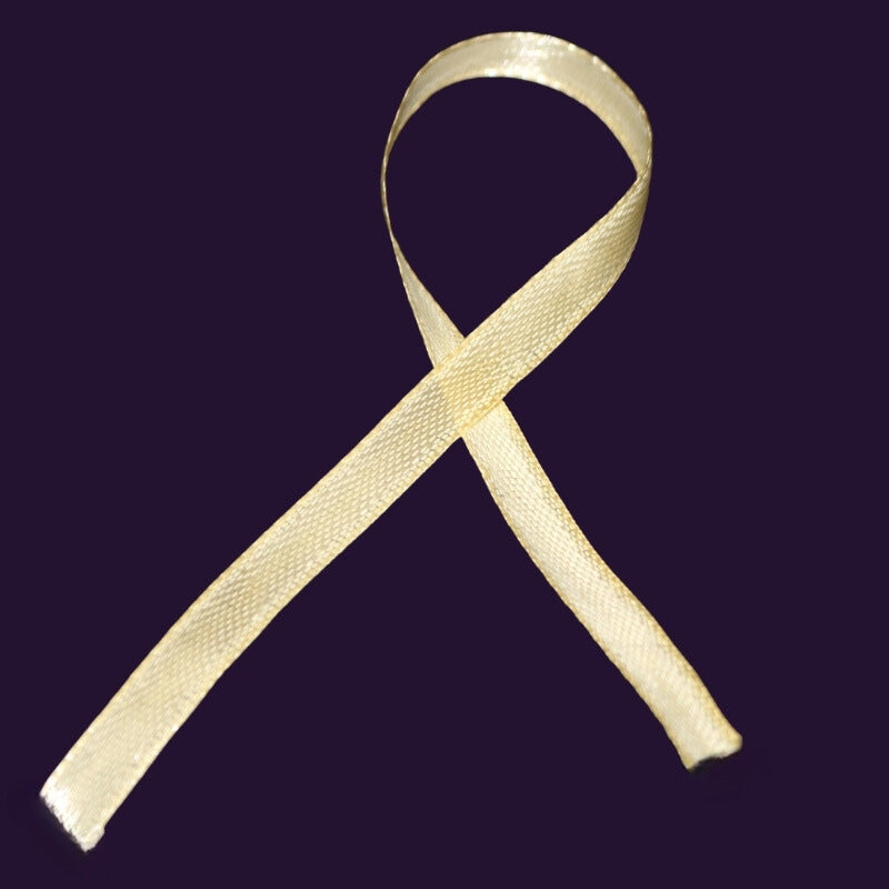 Light gold ribbon on purple background