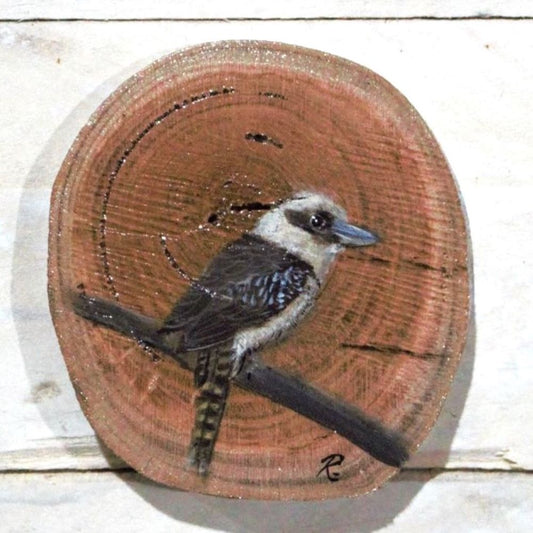 Hand Painted Wooden Ornament -Kookaburra on Old Gum Tree- Home Décor