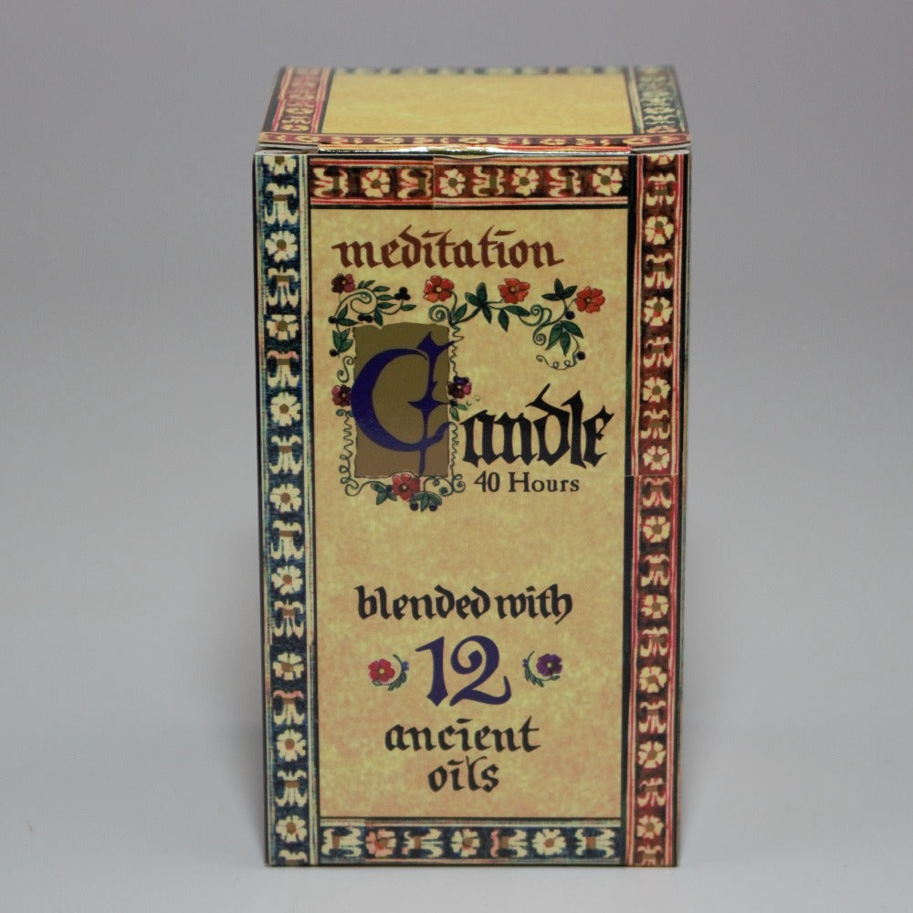 meditation candle 40 hour burn time  packaging box, on a white background