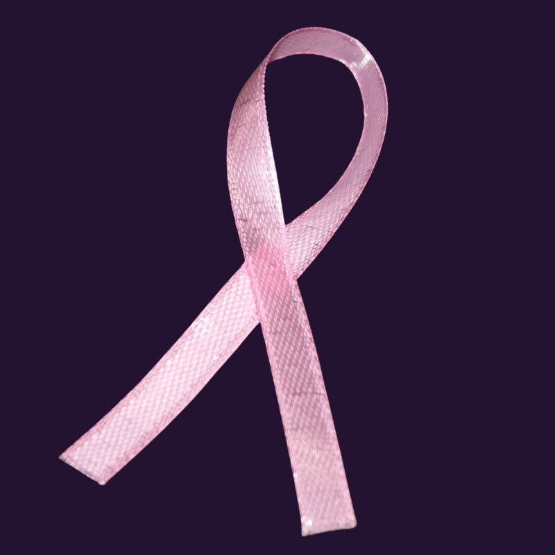 Pink ribbon on purple background