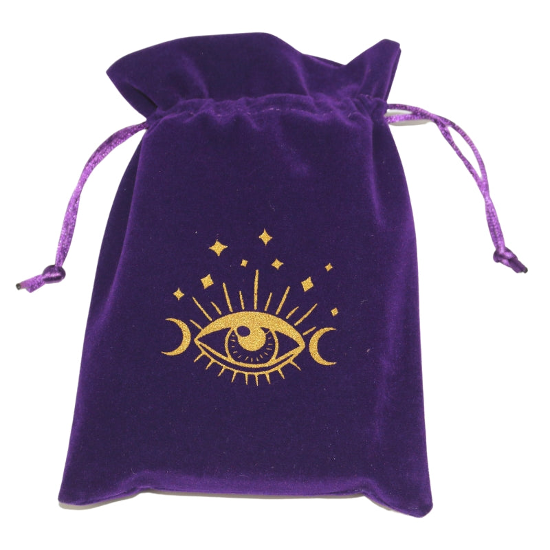 Purple Drawstring Tarot Bag with all seeing eye