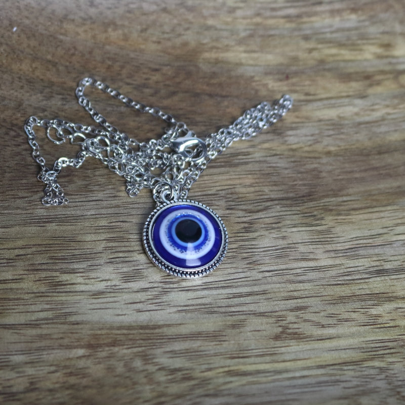 Turkish Evil Eye Round Pendant Adjustable Necklace  -Evil Eye Protection Amulet