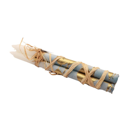 Taper Dinner Candles 3pk (Blue & Gold Splash)