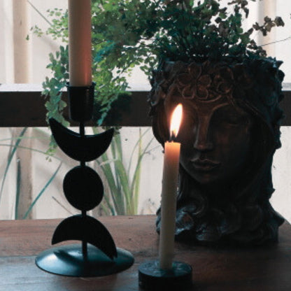 Black Triple Moon Taper Candle Holder
